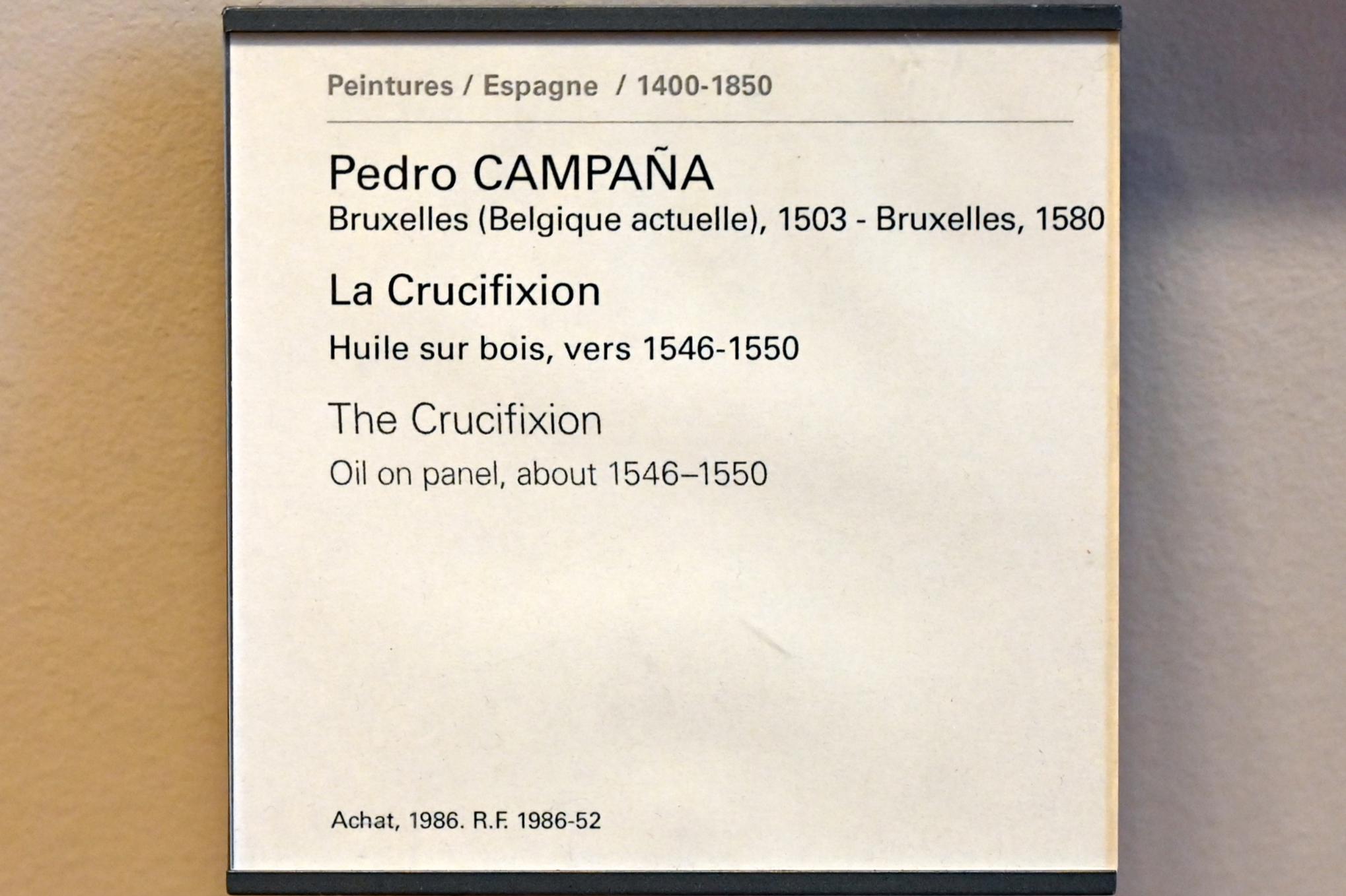 Pedro de Campaña (1548), Die Kreuzigung, Paris, Musée du Louvre, Saal 732, um 1546&ndash;1550, Bild 2/2