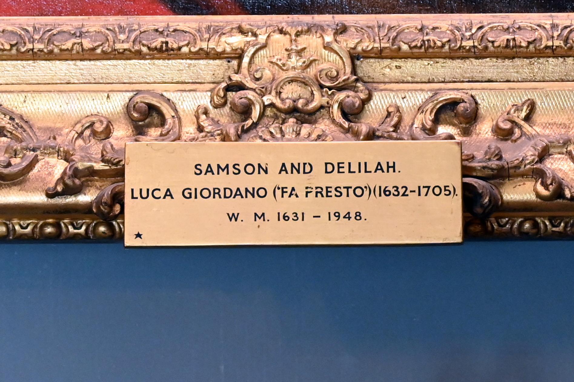 Luca Giordano (1651&ndash;1696), Simson und Delila (Richter 16:19), Madrid, Palacio del Buen Retiro, jetzt London, Kenwood House, Raum 8, um 1696, Bild 2/3