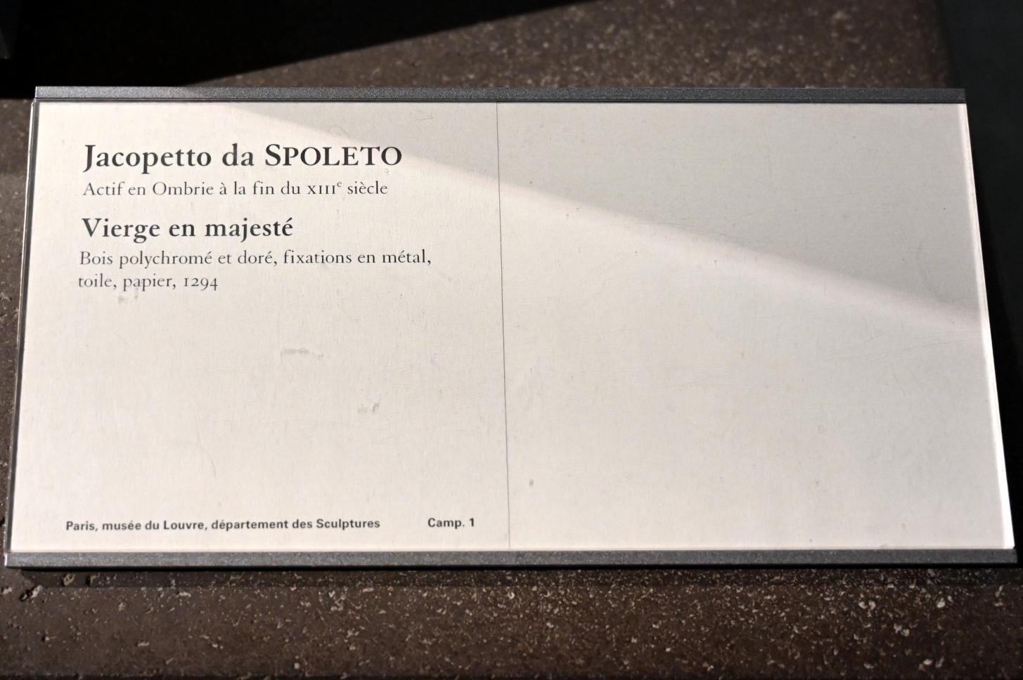 Jacopetto da Spoleto (1295), Jungfrau in Majestät, Paris, Musée du Louvre, Saal 160, Ende 13. Jhd., Bild 2/2