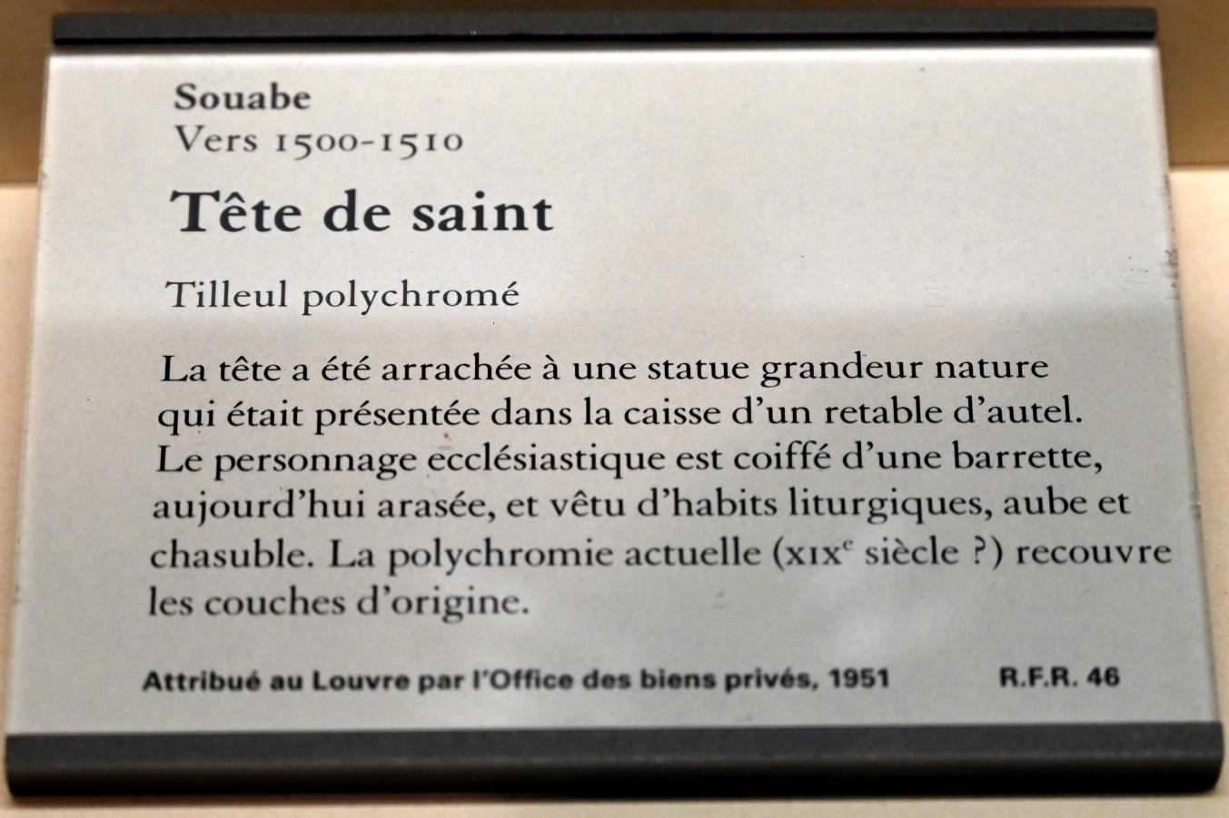 Kopf eines Heiligen, Paris, Musée du Louvre, Saal 169, um 1500&ndash;1510, Bild 5/5