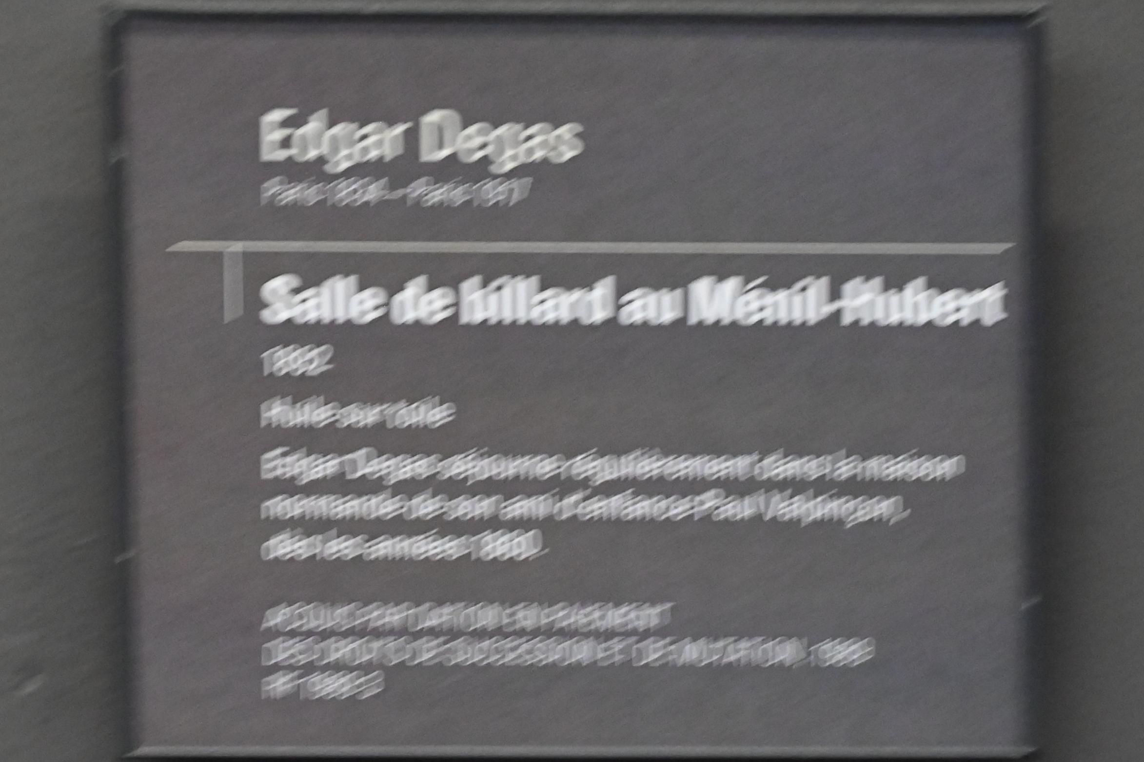 Edgar Degas (1855&ndash;1909), Billardzimmer in Ménil-Hubert, Paris, Musée d’Orsay, 1892, Bild 2/2