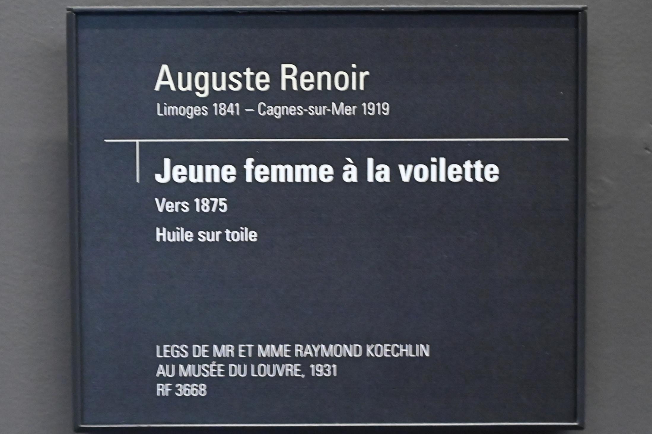 Auguste Renoir (Pierre-Auguste Renoir) (1866&ndash;1918), Junge Frau mit Schleier, Paris, Musée d’Orsay, um 1875, Bild 2/2