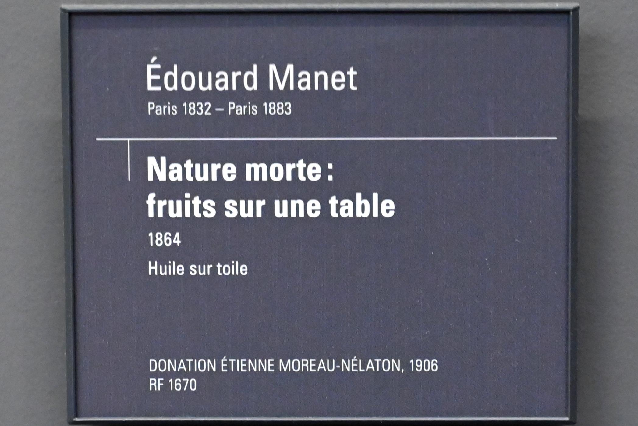 Édouard Manet (1855&ndash;1882), Obst auf einem Tisch, Paris, Musée d’Orsay, 1864, Bild 2/2