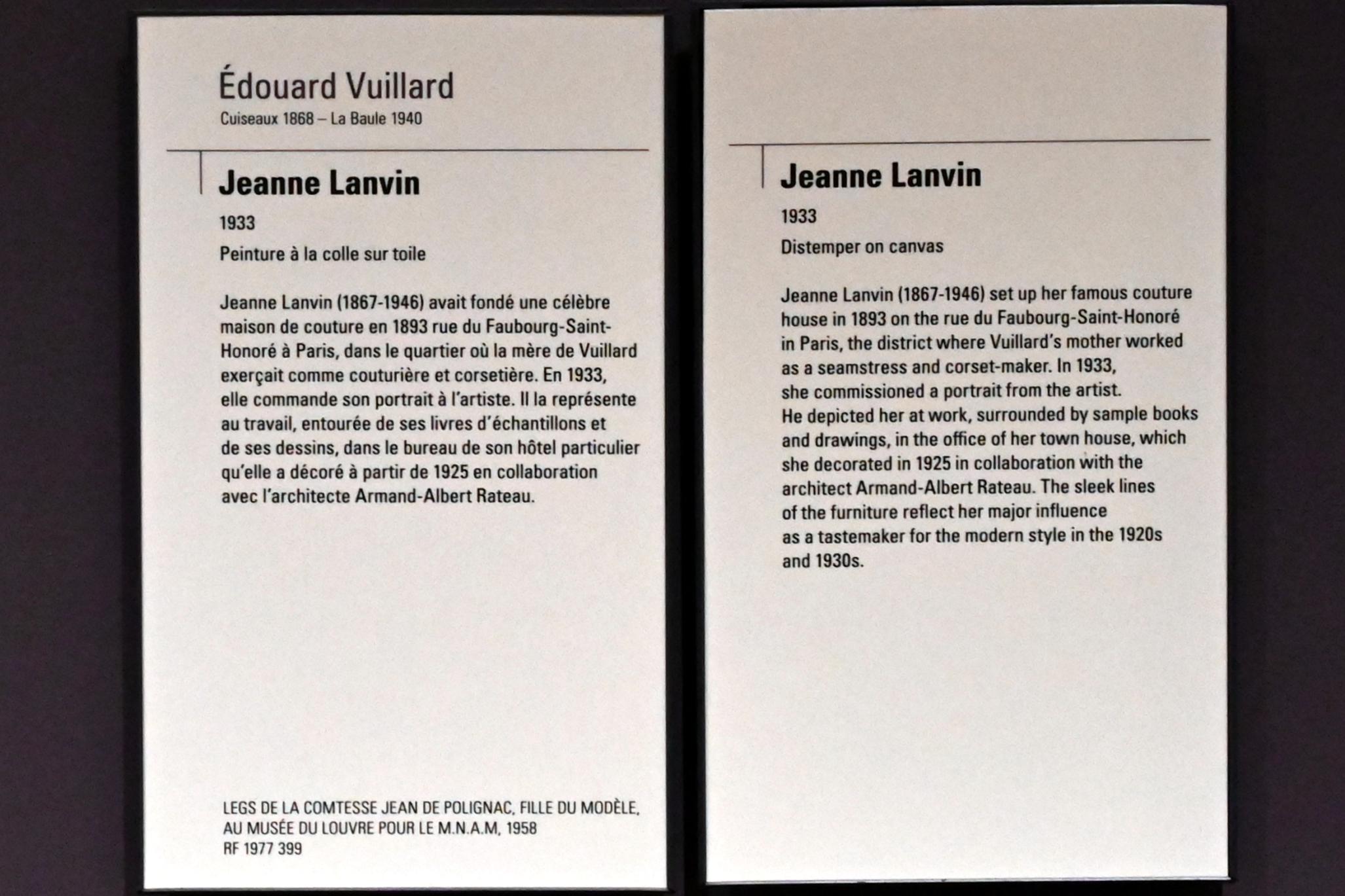 Édouard Vuillard (1889&ndash;1939), Porträt der Jeanne Lanvin, Paris, Musée d’Orsay, 1933, Bild 2/2