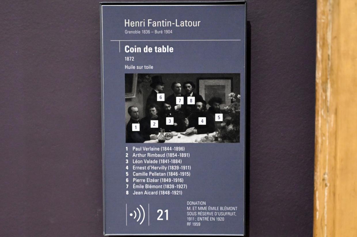 Henri Fantin-Latour (1858&ndash;1888), Tischecke, Paris, Musée d’Orsay, 1872, Bild 2/2