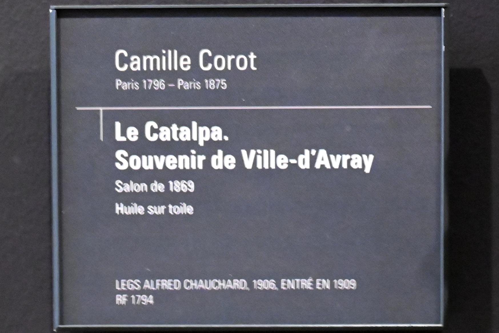 Jean-Baptiste Camille Corot (1823&ndash;1874), Der Trompetenbaum, Erinnerung an Ville-d’Avray, Paris, Musée d’Orsay, vor 1869, Bild 2/2