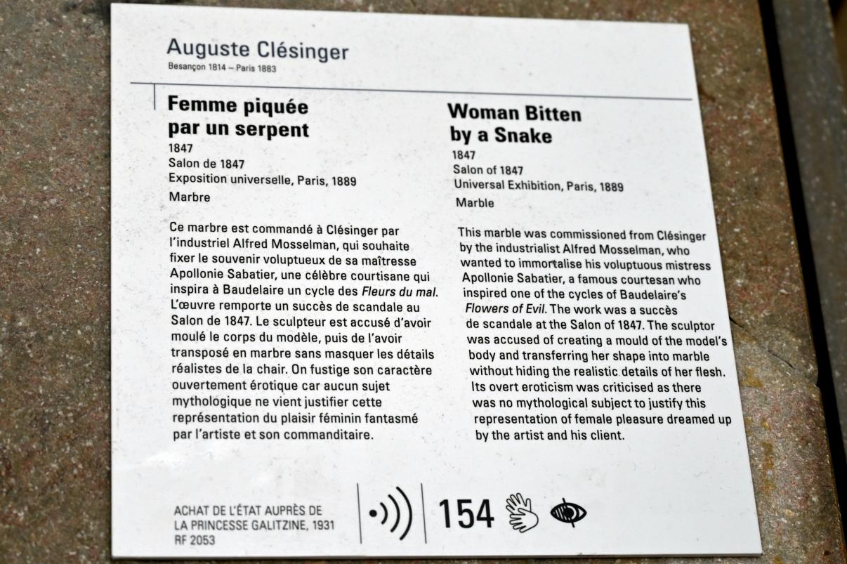 Auguste Clésinger (1847), Von einer Schlange gebissene Frau, Paris, Musée d’Orsay, 1847, Bild 5/5