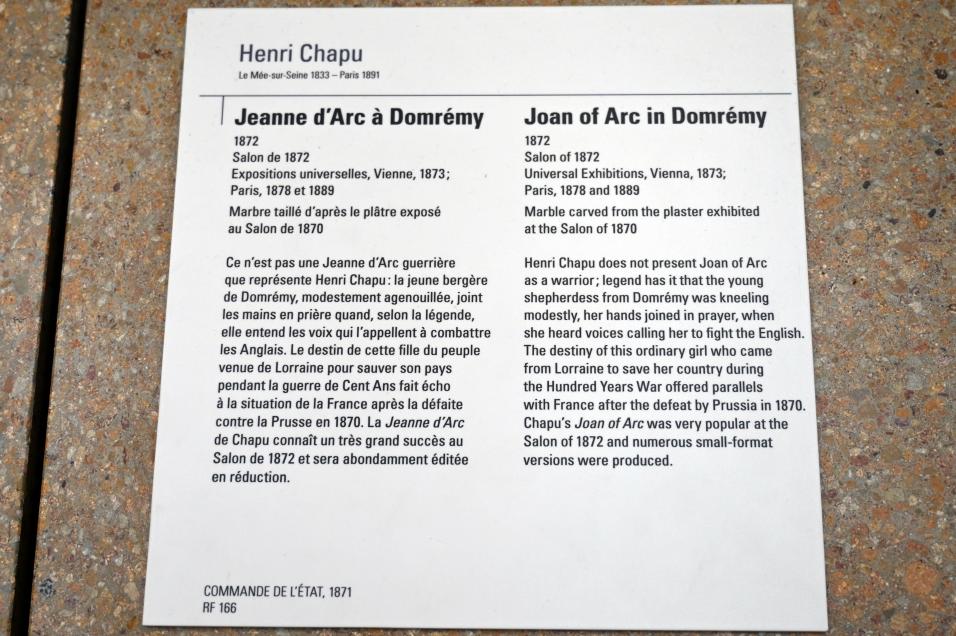 Henri Chapu (1872), Johanna von Orléans in Domrémy, Paris, Musée d’Orsay, 1872, Bild 4/4