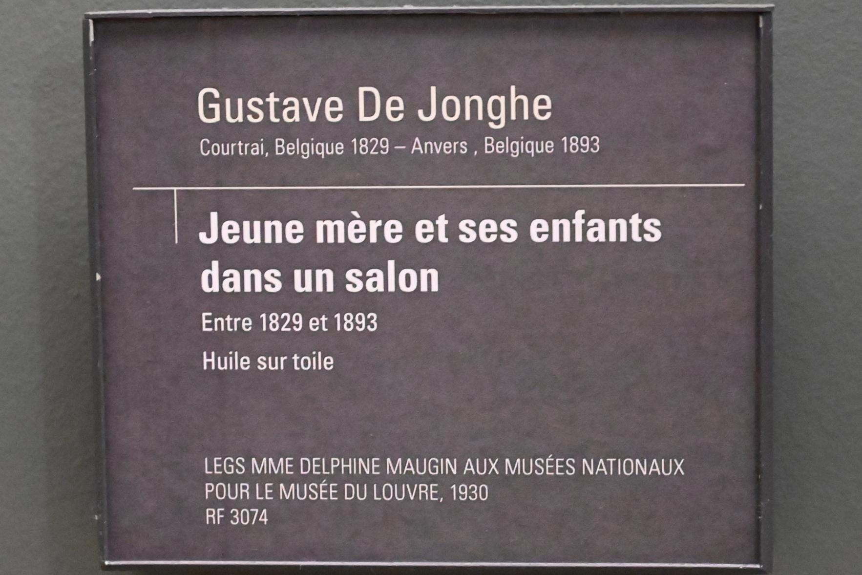 Gustave Léonard de Jonghe (Undatiert), Junge Mutter mit ihren Kindern im Wohnzimmer, Paris, Musée d’Orsay, Undatiert, Bild 2/2