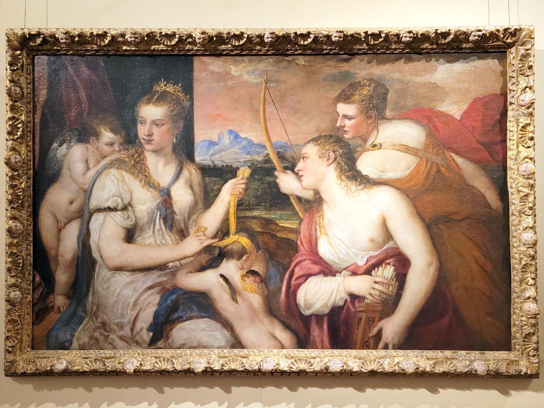 Tiziano Vecellio (Tizian) (1509&ndash;1575), Venus beim Verbinden der Augen des Amor, Rom, Villa Borghese, Galleria Borghese, um 1565
