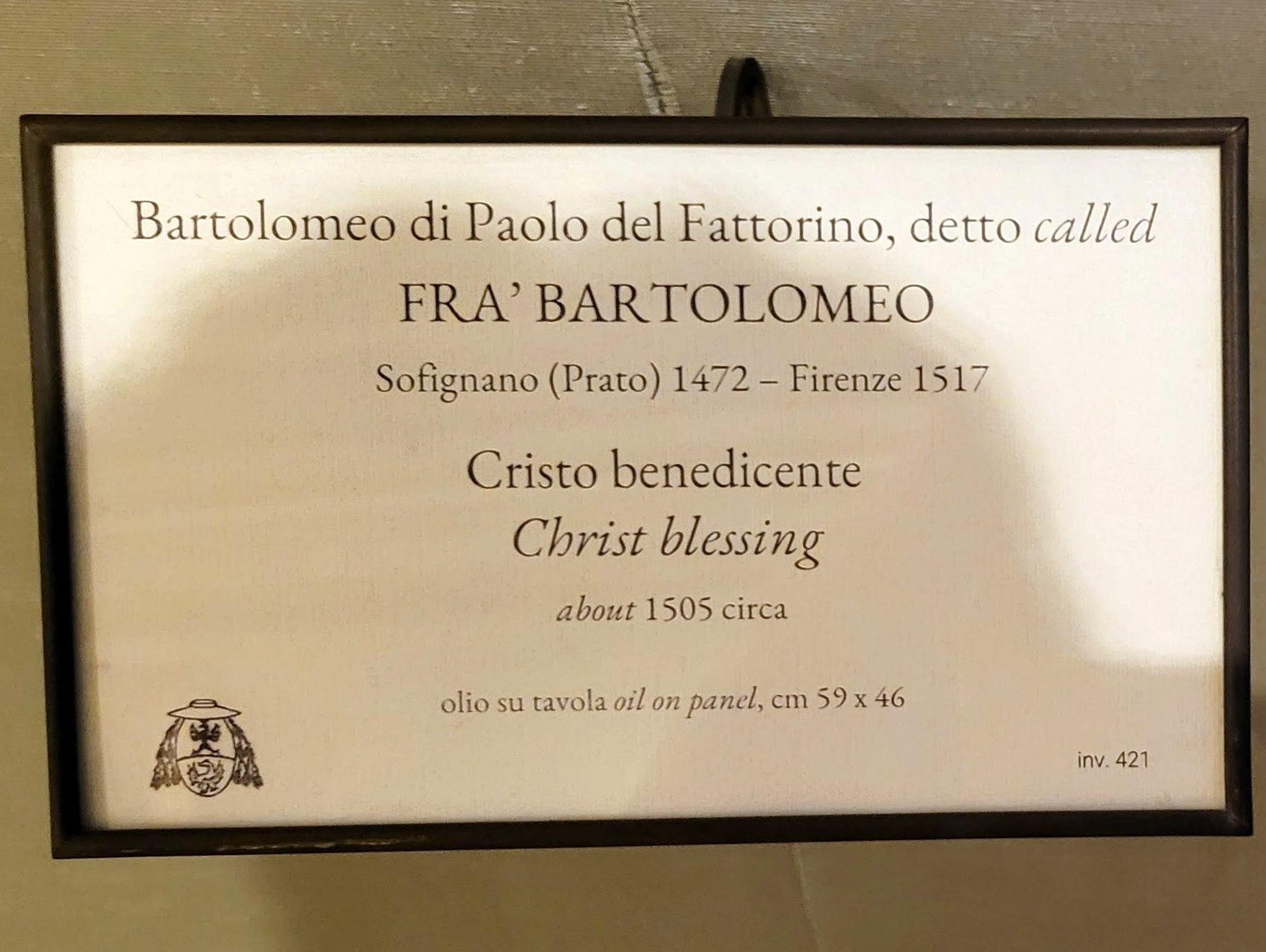 Fra Bartolomeo (Baccio della Porta) (1495&ndash;1516), Segnender Christus, Rom, Villa Borghese, Galleria Borghese, um 1505, Bild 2/2